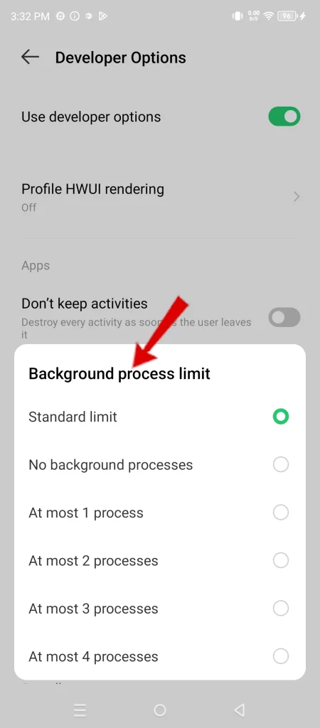infinix note 30 5g set background process limit 4 1