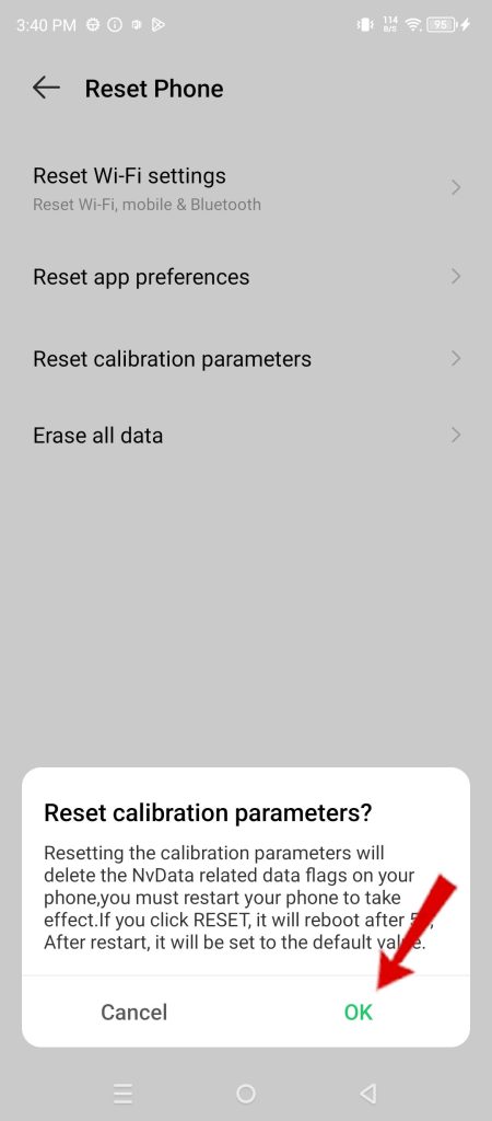 Infinix Note 30 5g Reset calibration parameters 2